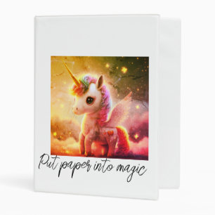 Put paper in to magic unicorn mini binder