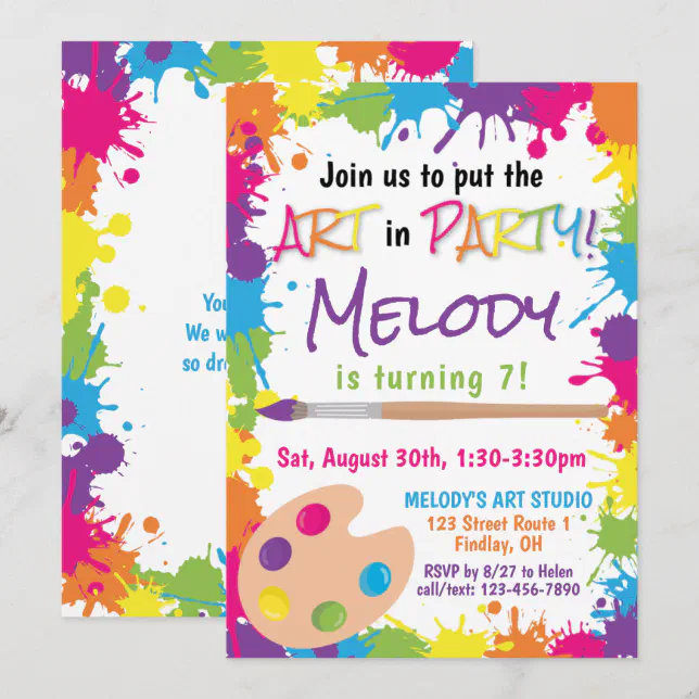 art party invitation template free