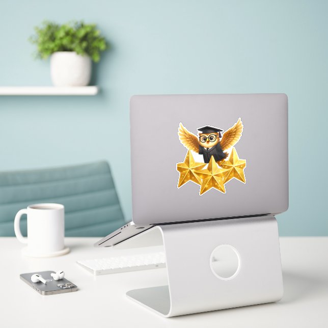Put the owl three gold stars, achievement custom v sticker (Laptop On Desk)