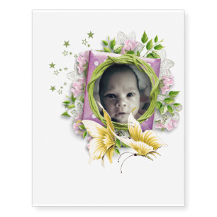 Put your baby picture in for baby shower fun temporary tattoos