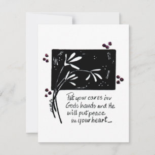 Put Your Cares in God's Hands B&W art Note Card