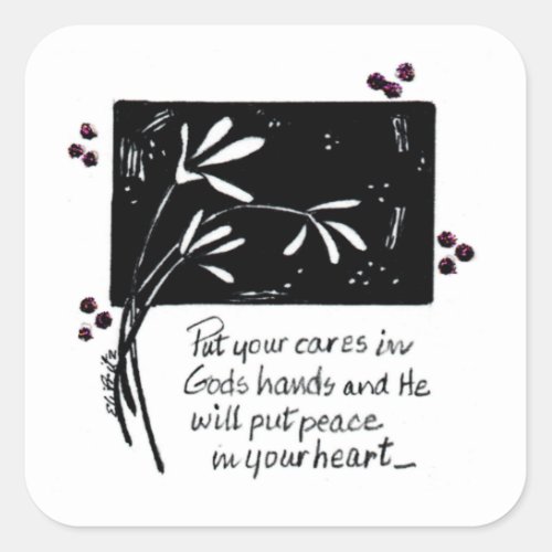 Put Your Cares in Gods Hands Square Sticker