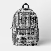 Put Your Name All Over this Black and White Printed Backpack (Front)