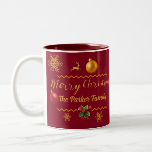 Put your Name in Christmas elegant Two_Tone Coffee Mug