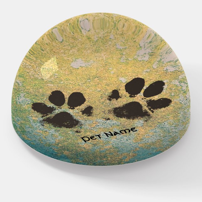 Put Your Pet's Paw Prints on Painted Concrete Paperweight (Angled)