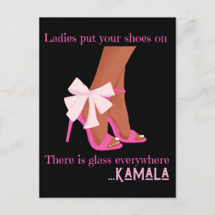 Put your shoes on ladies there is glass everywhere holiday postcard