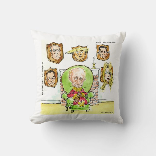 Putin And Trump Comic Cotton Rick London Pillow (Front)