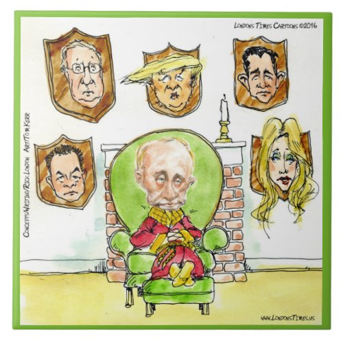 Putin On The Ritz W Trump Comic Ceramic Tile