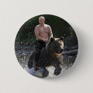 Putin rides a bear! button