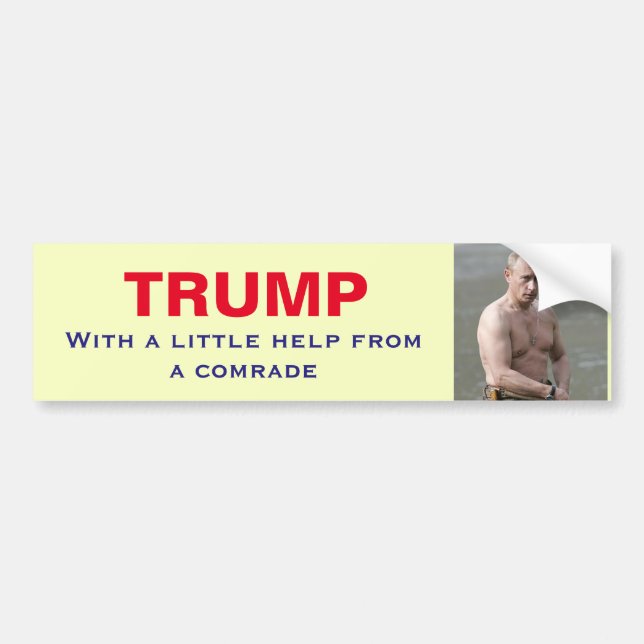 Putin &"Trump: With a little help from a comrade" Bumper Sticker (Front)