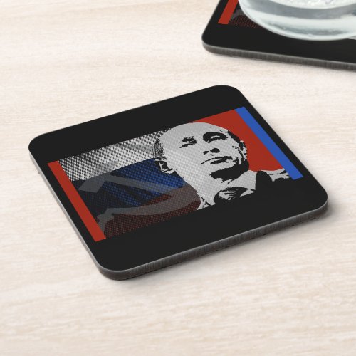 Putin with Russian Flag Beverage Coaster