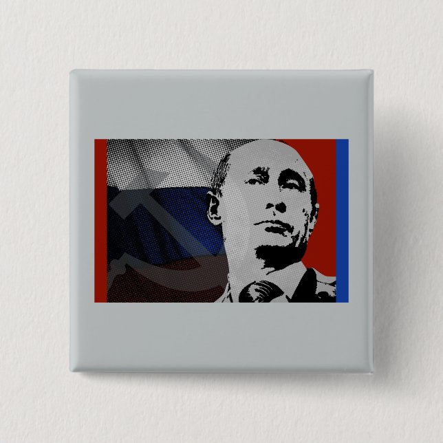 Putin with Russian Flag Button (Front)