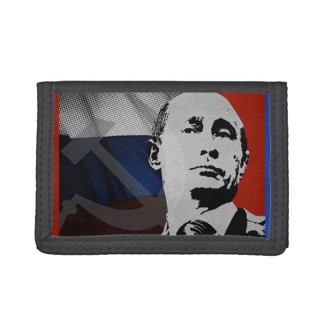 Putin with Russian Flag Tri-fold Wallet (Front)