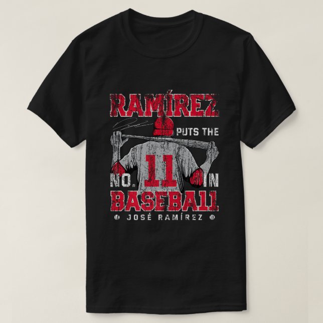 Puts 11 in Baseball Jose Ramirez Cleveland MLBPA T-Shirt (Design Front)