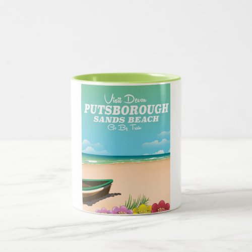 Putsborough Sands Beach Devon travel poster Two_Tone Coffee Mug