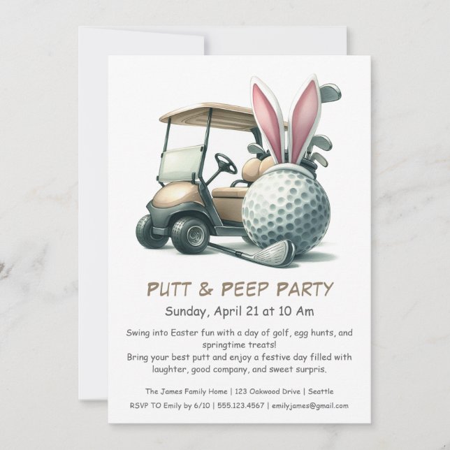 Putt & Peep Party Easter Golf Invitation (Front)