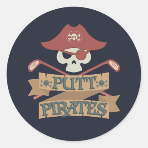 Putt Pirates Golfing Hobby Sports Classic Round Sticker