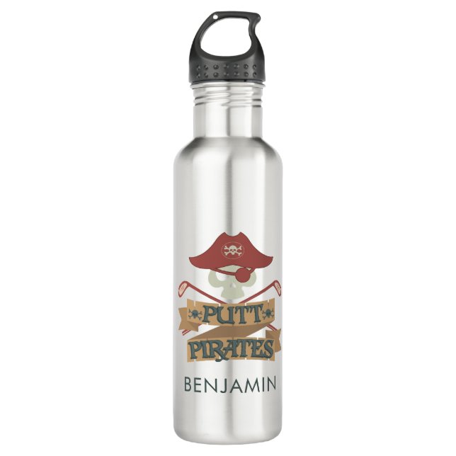 Putt Pirates Golfing Hobby Sports Personalized Stainless Steel Water Bottle (Front)