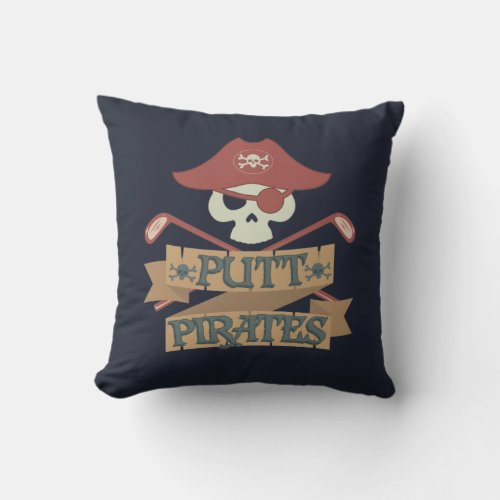 Putt Pirates Golfing Outdoor Sports Throw Pillow