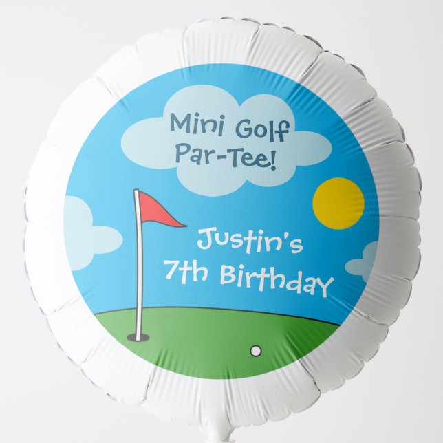 Putt putt mini golf Birthday party balloon for kid (Front)