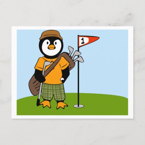 Putter Penguin Postcard
