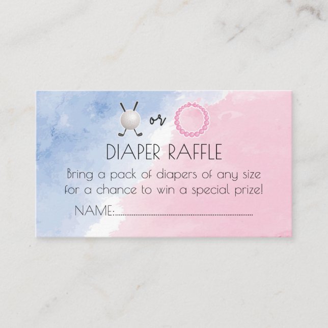 Putters or Pearls diaper raffle ticket Enclosure Card (Front)