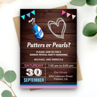 Putters or Pearls Gender Reveal Party Invitation