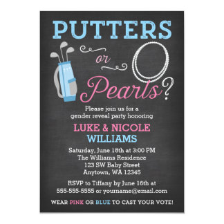 Putters or Pearls Gender Reveal Party Invitation