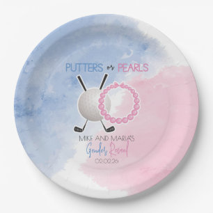 Putters or Pearls Gender Reveal Party Paper Plates