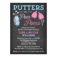 Putters or Pom Poms Gender Reveal Party Invitation