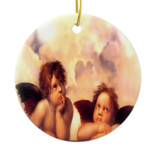 Putti Pair Angels Ceramic Ornament