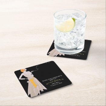 Puttin' On The Ritz 20's Flapper Jazz And Booze Square Paper Coaster by thepapershoppe at Zazzle