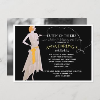 Puttin' On The Ritz 20's Flapper Party Invitation by thepapershoppe at Zazzle