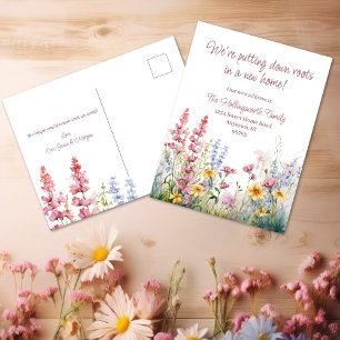 Putting Down Roots Wildflower Change of Address Postcard