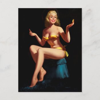 Putting On A Pretty Smile Pin Up Art Postcard by Pin_Up_Art at Zazzle