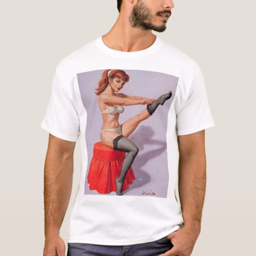 Putting on Hose 1993 Pin Up Art T_Shirt