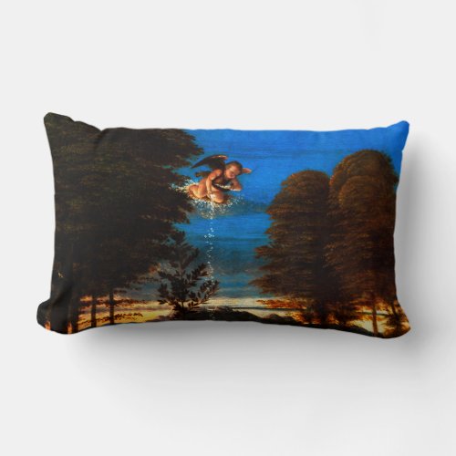 Putto In Blue Sky Pours a Cascade of White Flowers Lumbar Pillow