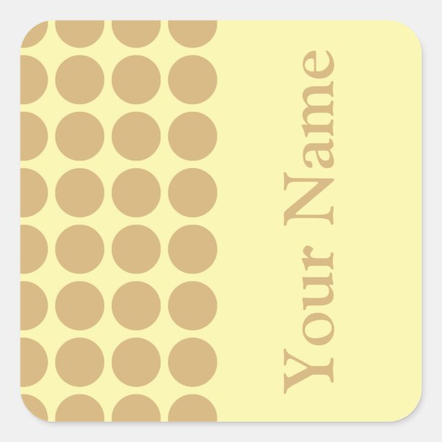 Putty Cream Neutral Dots with name text Square Sticker (Front)