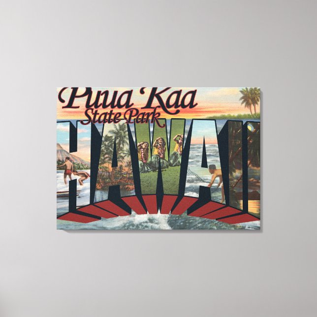 Puua Kaa State Park, Hawaii - Large Letter Scene Canvas Print (Front)