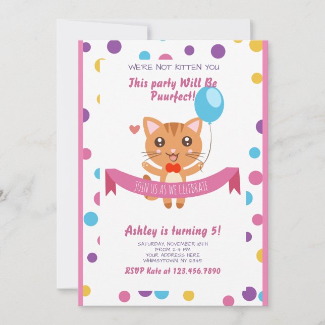 Puurfect Party Kitty Invitation (Front)