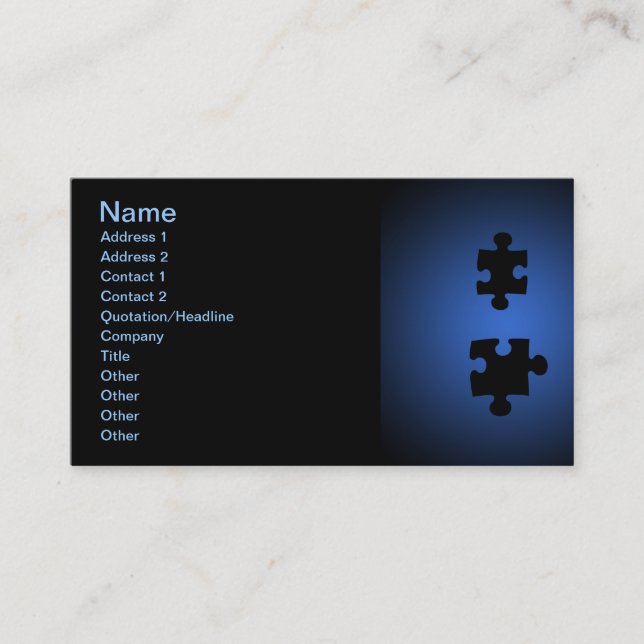 Puzzle649 PUZZLE PIECES BLACKS BLUES DIGITAL WALL Business Card (Front)