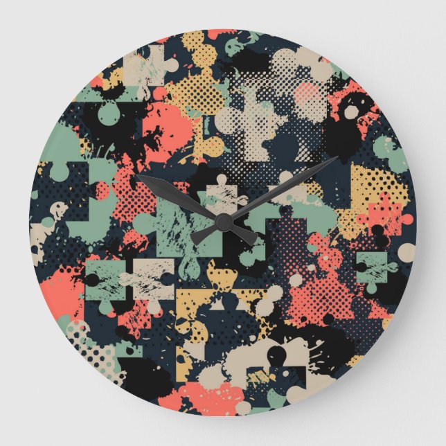 Puzzle Abstract: Creative Vintage Seamless. Large Clock (Front)