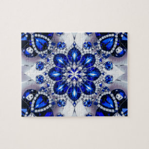 Puzzle abstract modern Design Blue White Colors