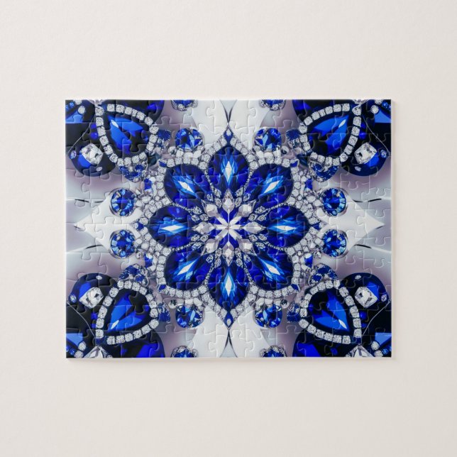 Puzzle abstract modern Design Blue White Colors (Horizontal)