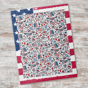 Puzzle, Add Your Photo, USA Painted Flag Frame Jigsaw Puzzle
