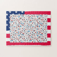 Puzzle, Add Your Photo, USA Painted Flag Frame