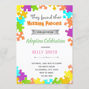 Puzzle adoption birthday shower invitation
