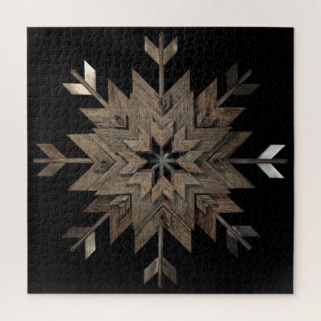 Puzzle aged wood open center (Vertical)