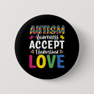 Puzzle Autism Awareness Accept Understand Love Dis Button