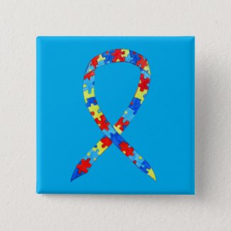 Puzzle Autism Awareness Ribbon Custom Art Pins